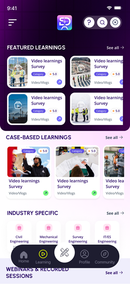 learnings Screen