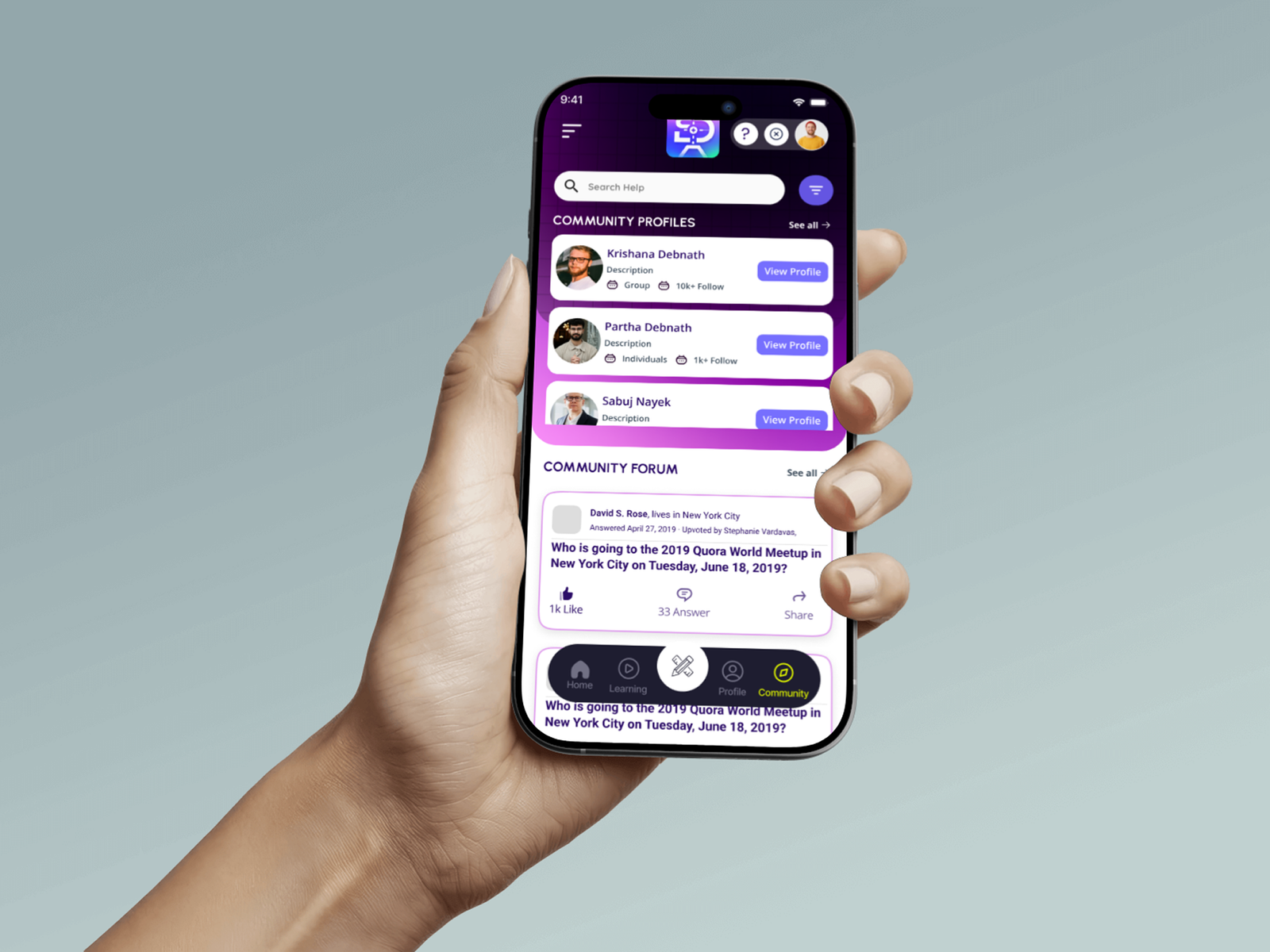 dedicated community section where users can connect with individuals and group