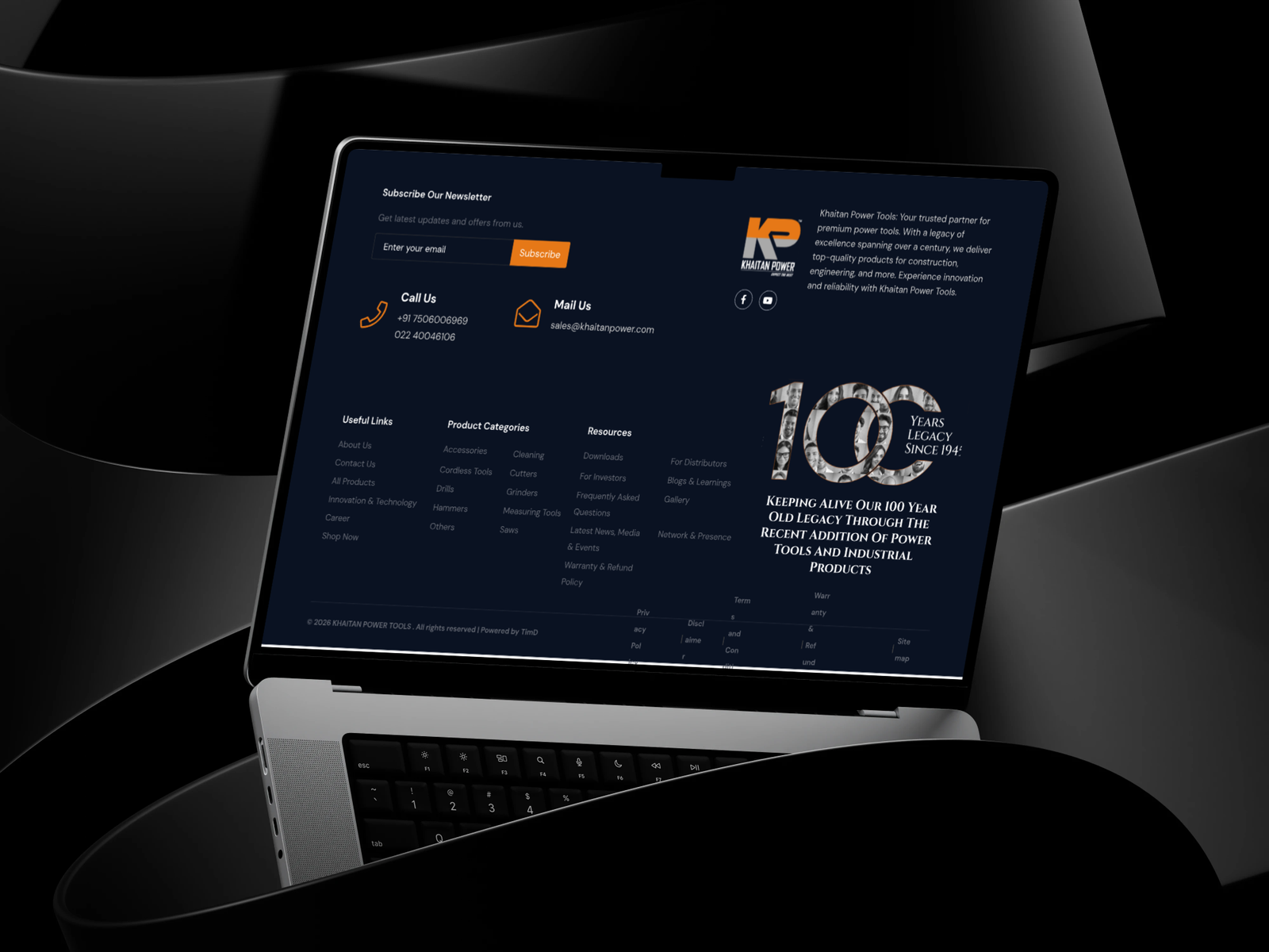 Specialy customized Footer section with 100 Years Celebration 