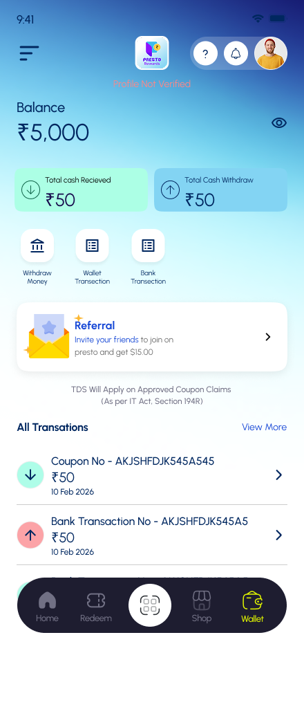 Wallet & Withdraw